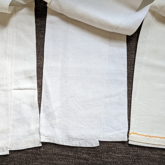 Vintage Linen tea towels hand embroidered set of 3 Scottie dog flowers 1950's - Picture 5 of 5